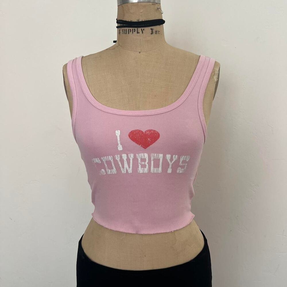 Cropped baby tank “I ❤️ cowboys”